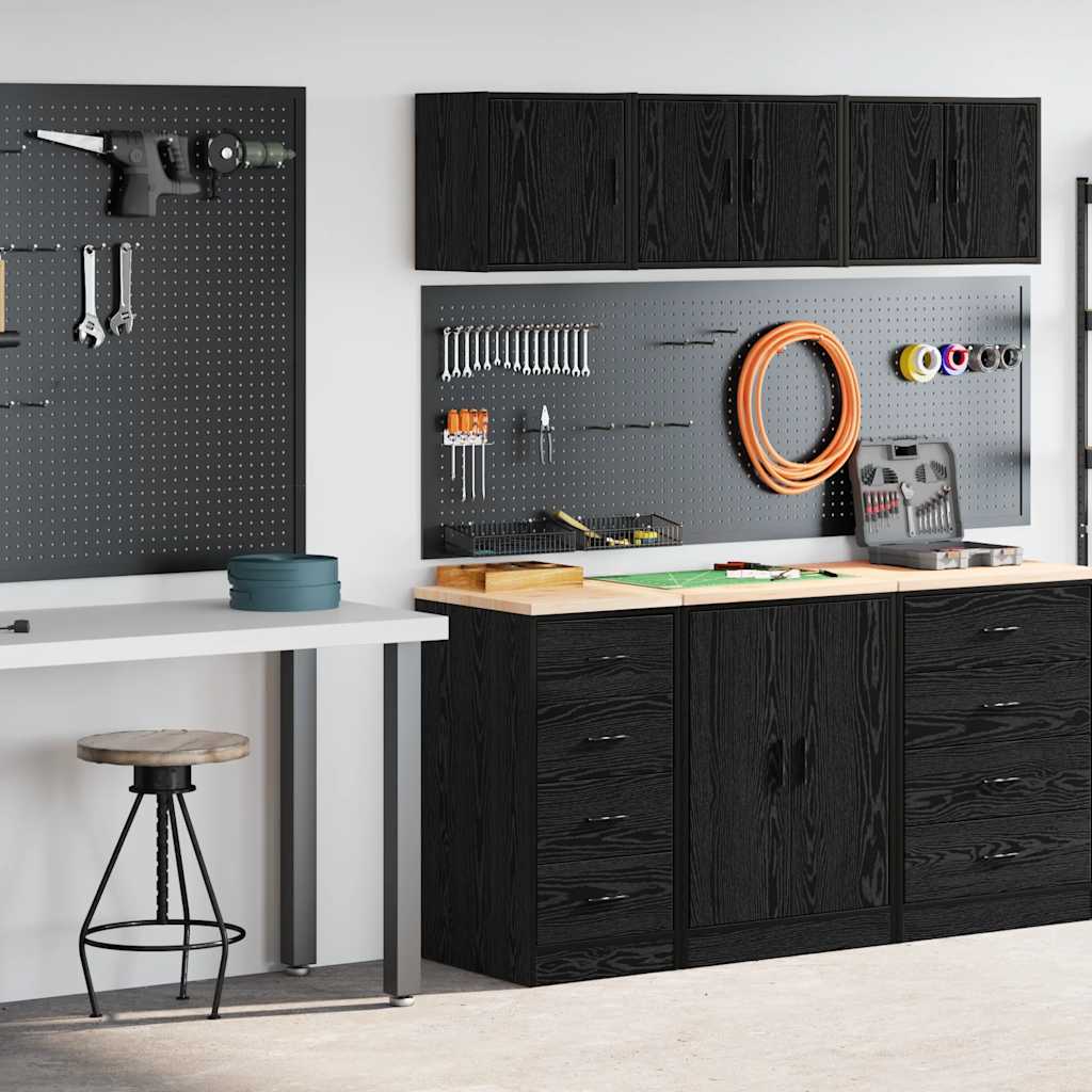 Armoires De Garage 2 Pcs Bois D'ingénierie Noir