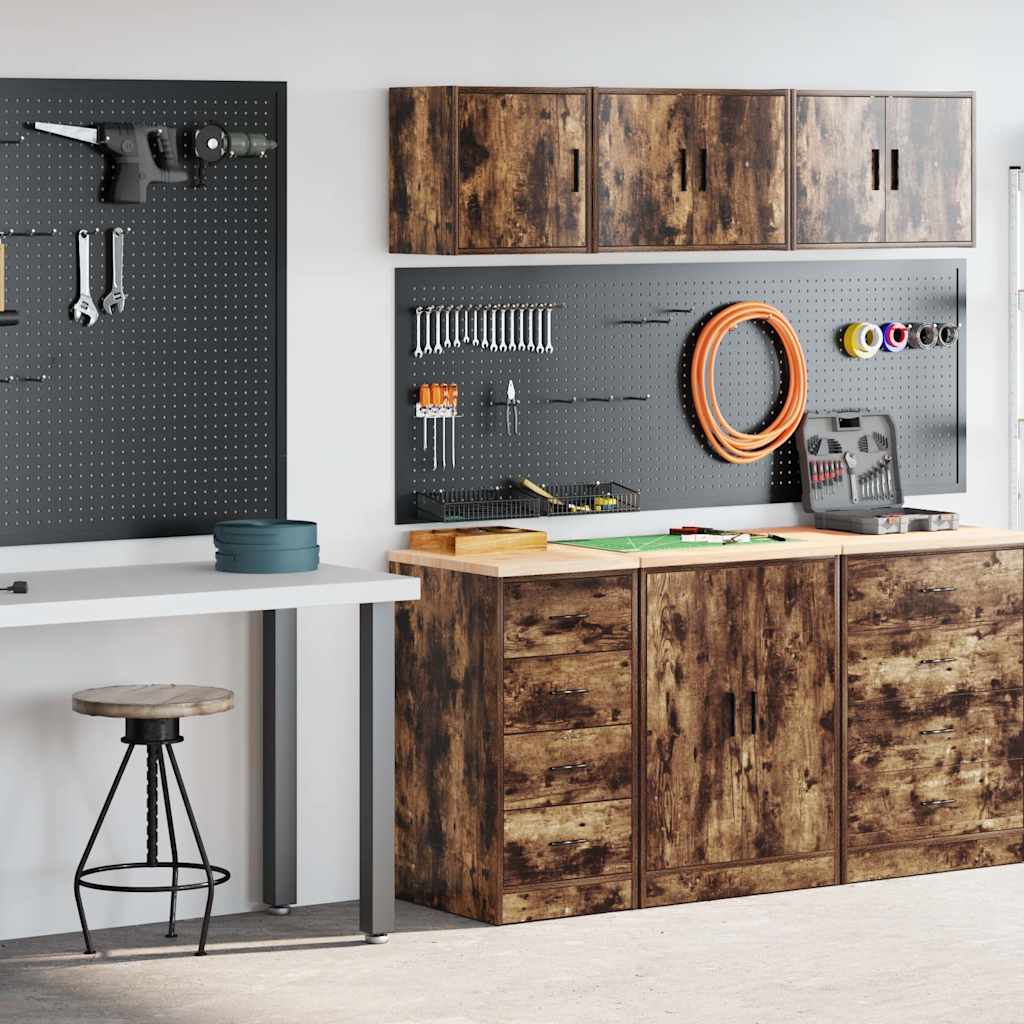 Armoires De Garage 2 Pcs Bois D'ingénierie Chêne Fumé
