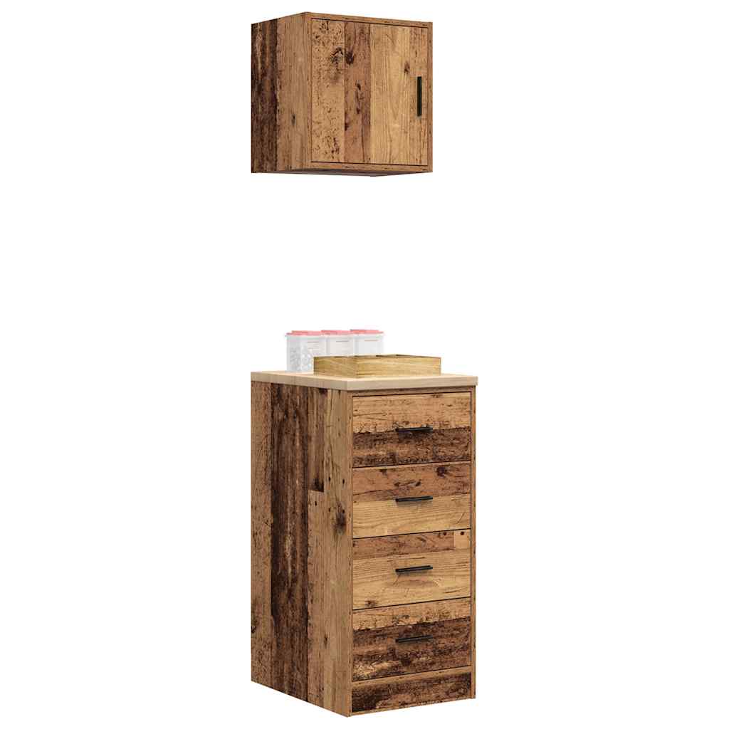 Armoires De Garage 2 Pcs Bois D'ingénierie Vieux Bois