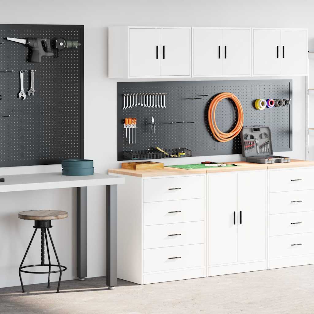 Armoires De Garage 2 Pcs Bois D'ingénierie Blanc