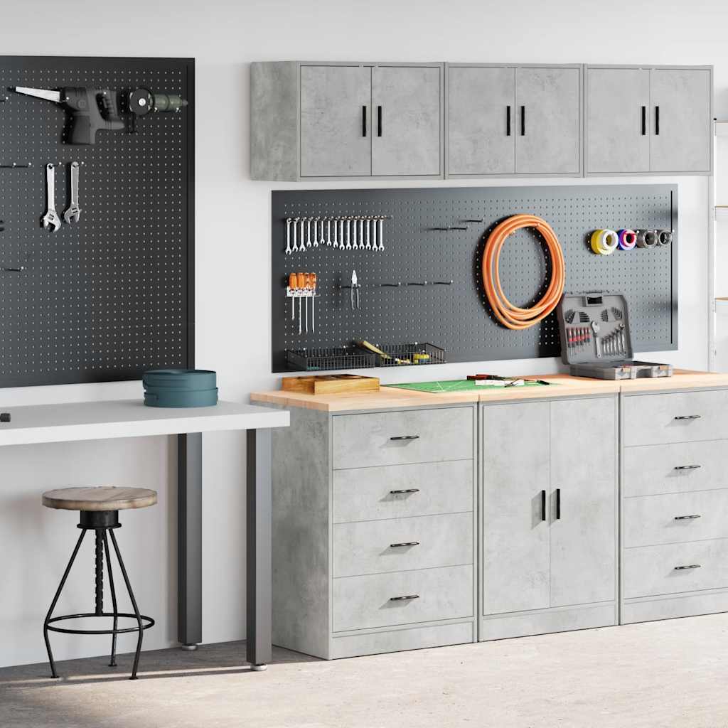 Armoires De Garage 2 Pcs Bois D'ingénierie Gris Béton