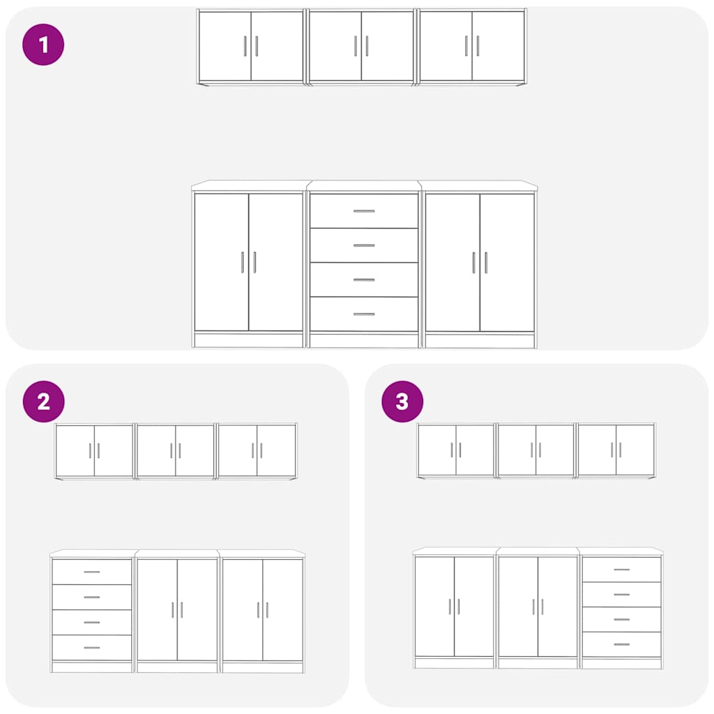 Armoires De Garage 6 Pcs Bois D'ingénierie