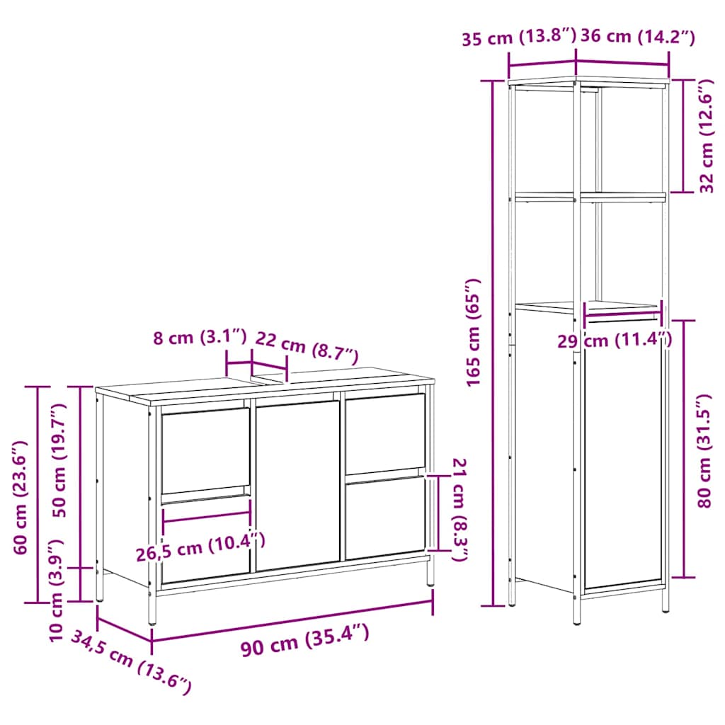 Ensemble De Mobilier De Salle De Bain 2 Pc Et Noir