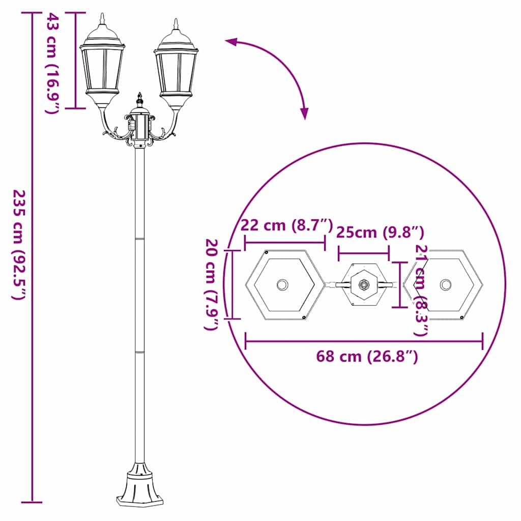 Lumière De Jardin 68 X 20 X 235 Cm Aluminium Et Verre