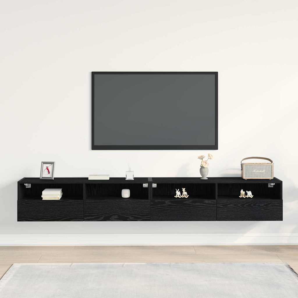 Meuble Tv Mural 2 Pc Bois D'ingénierie