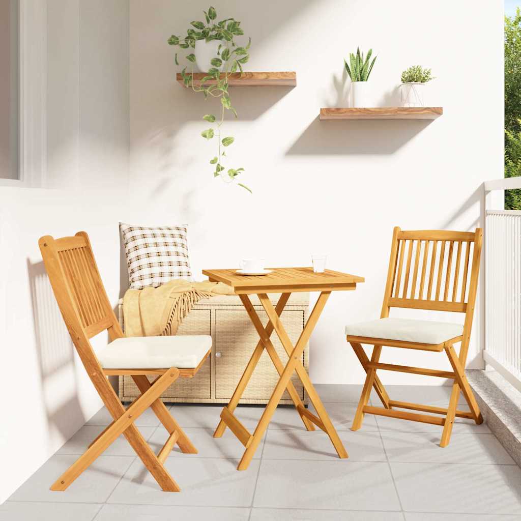 Ensemble Bistro De Jardin 3 Pc Marron Bois D'acacia Massif