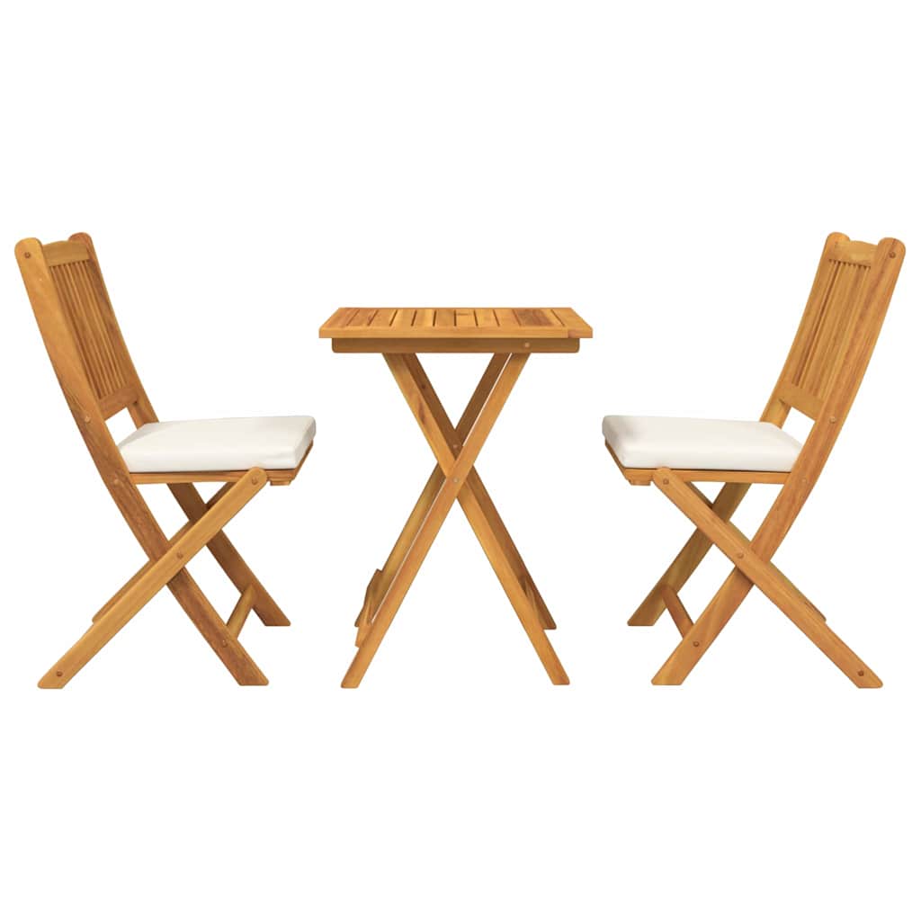 Ensemble Bistro De Jardin 3 Pc Marron Bois D'acacia Massif