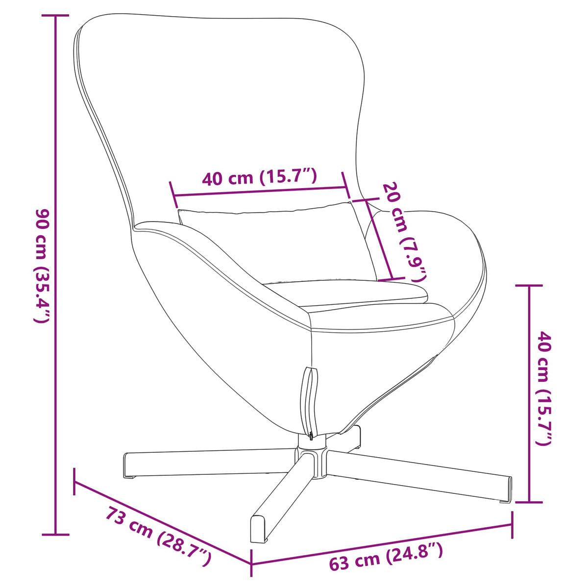 Fauteuil Œuf 63 X 73 X 90 Cm Velours