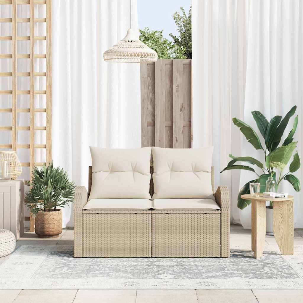 Canapé De Jardin Avec Coussin Beige 124 X 62 X 69Cm Polyrotin