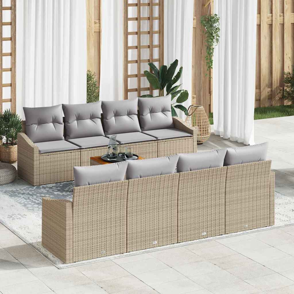 Ensemble De Canapé De Jardin 9 Pc Beige Polyrotin