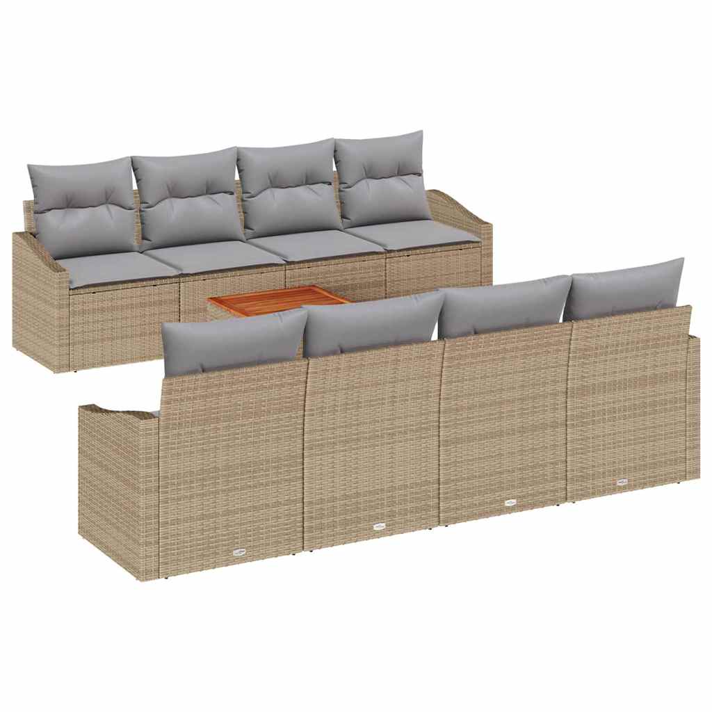 Ensemble De Canapé De Jardin 9 Pc Beige Polyrotin