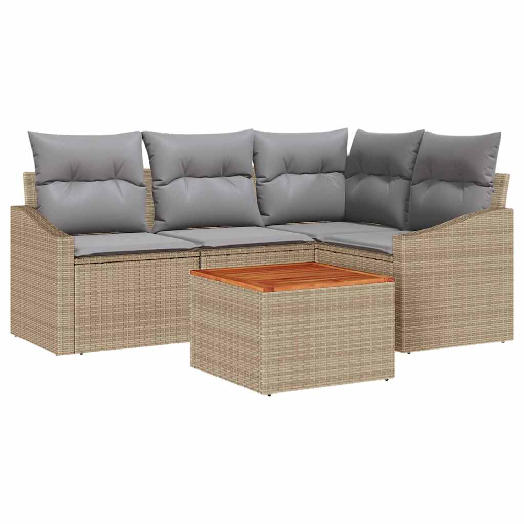 Ensemble De Canapé De Jardin 5 Pc Beige Polyrotin