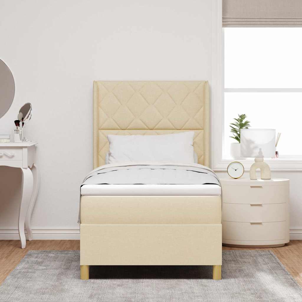 Lit À Ressorts Avec Tête De Lit Tissu