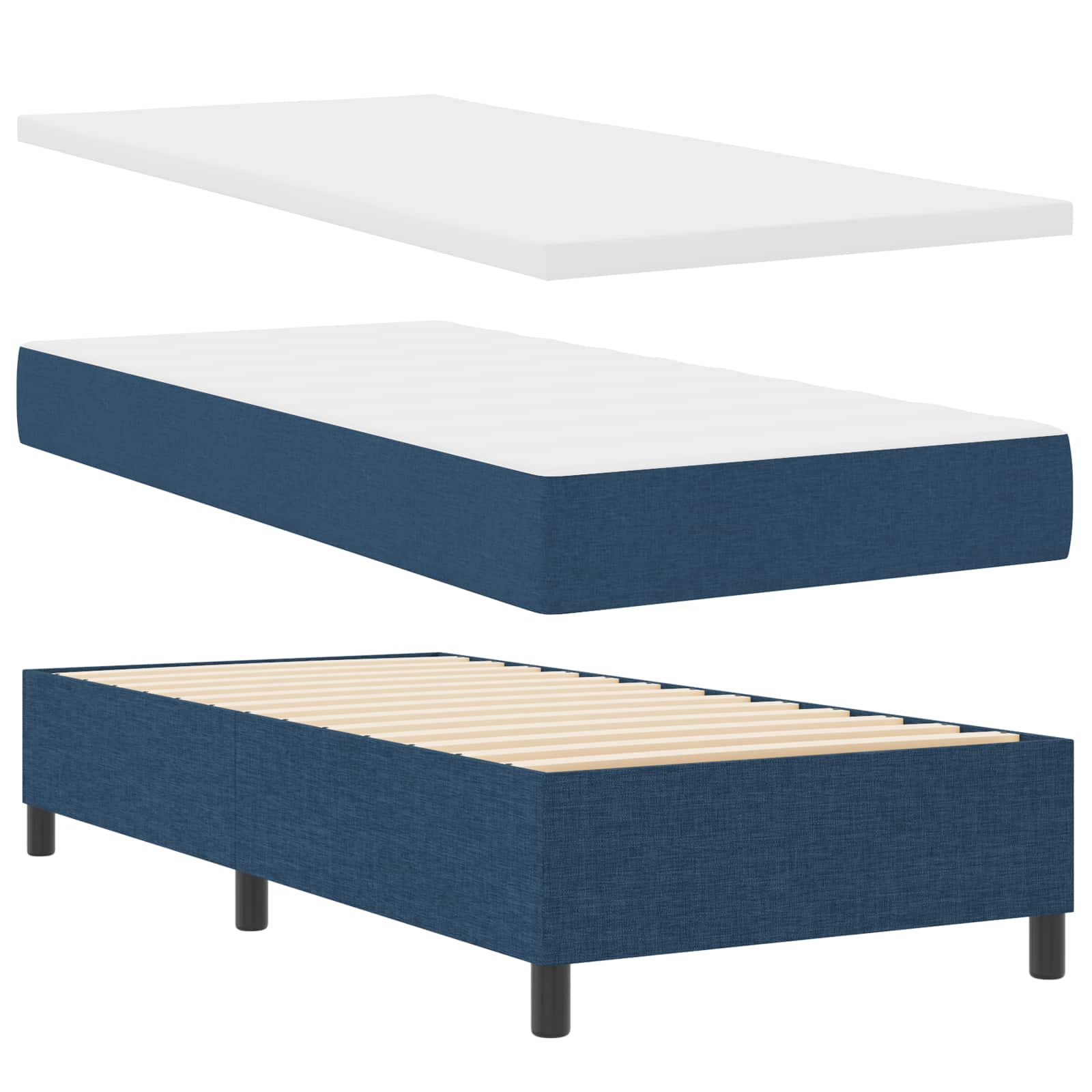 Sommier À Lattes De Lit Et Matelas Et Led 140X200Cm Tissu