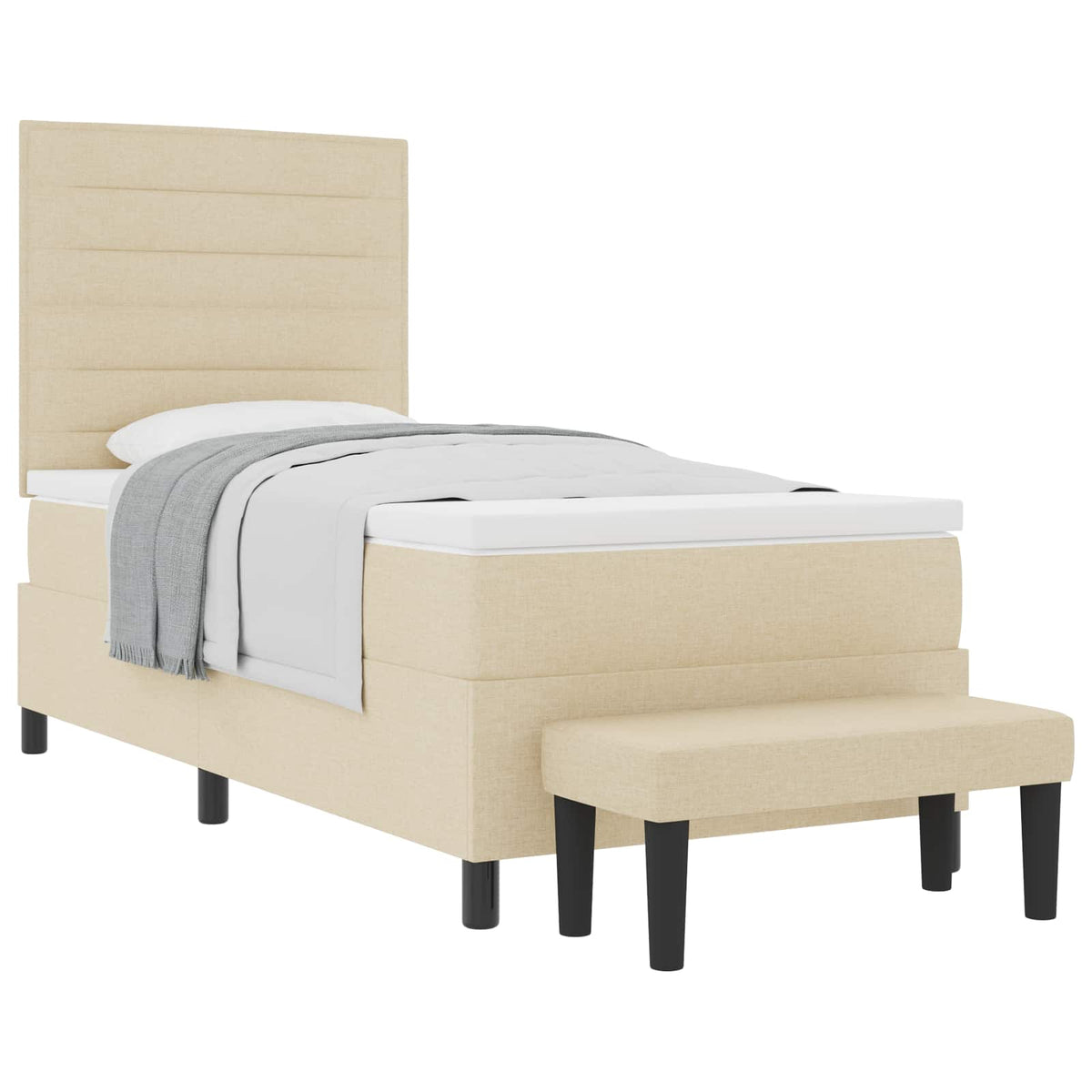 Lit À Ressorts Avec Tête De Lit Tissu