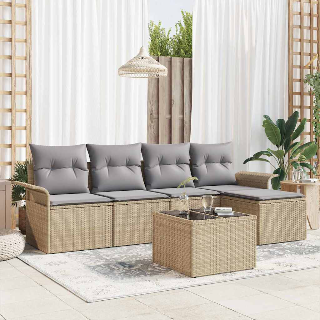 Ensemble De Canapé De Jardin 6 Pc Polyrotin
