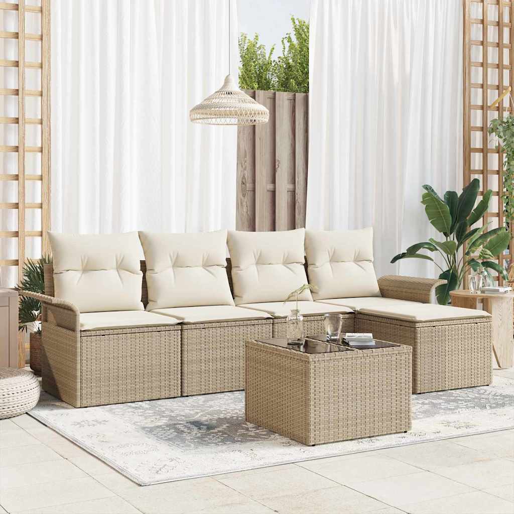 Ensemble De Canapé De Jardin 6 Pc Polyrotin