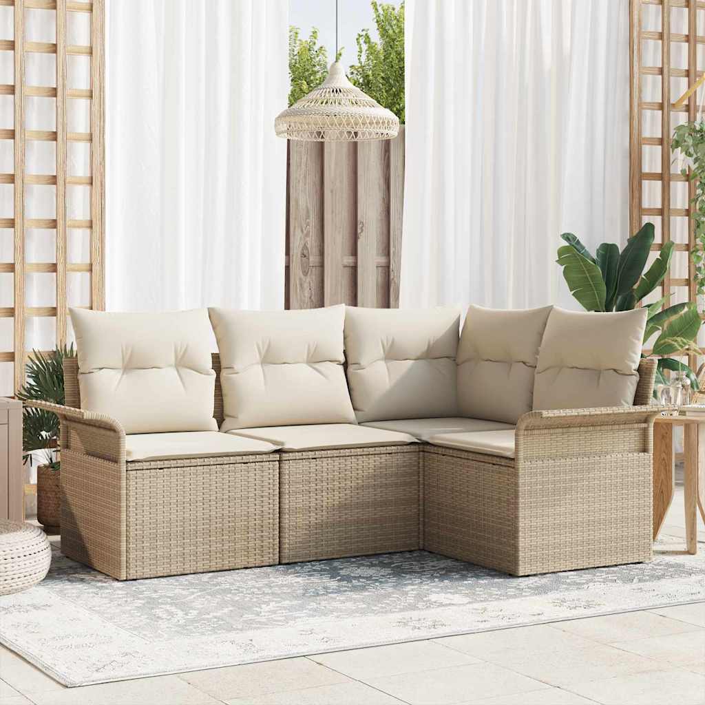 Ensemble De Canapé De Jardin 4 Pc Beige Polyrotin
