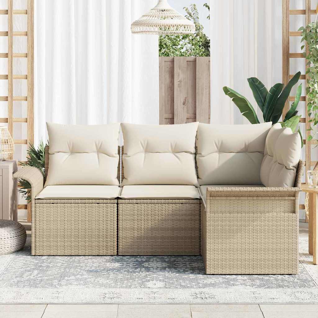 Ensemble De Canapé De Jardin 4 Pc Beige Polyrotin