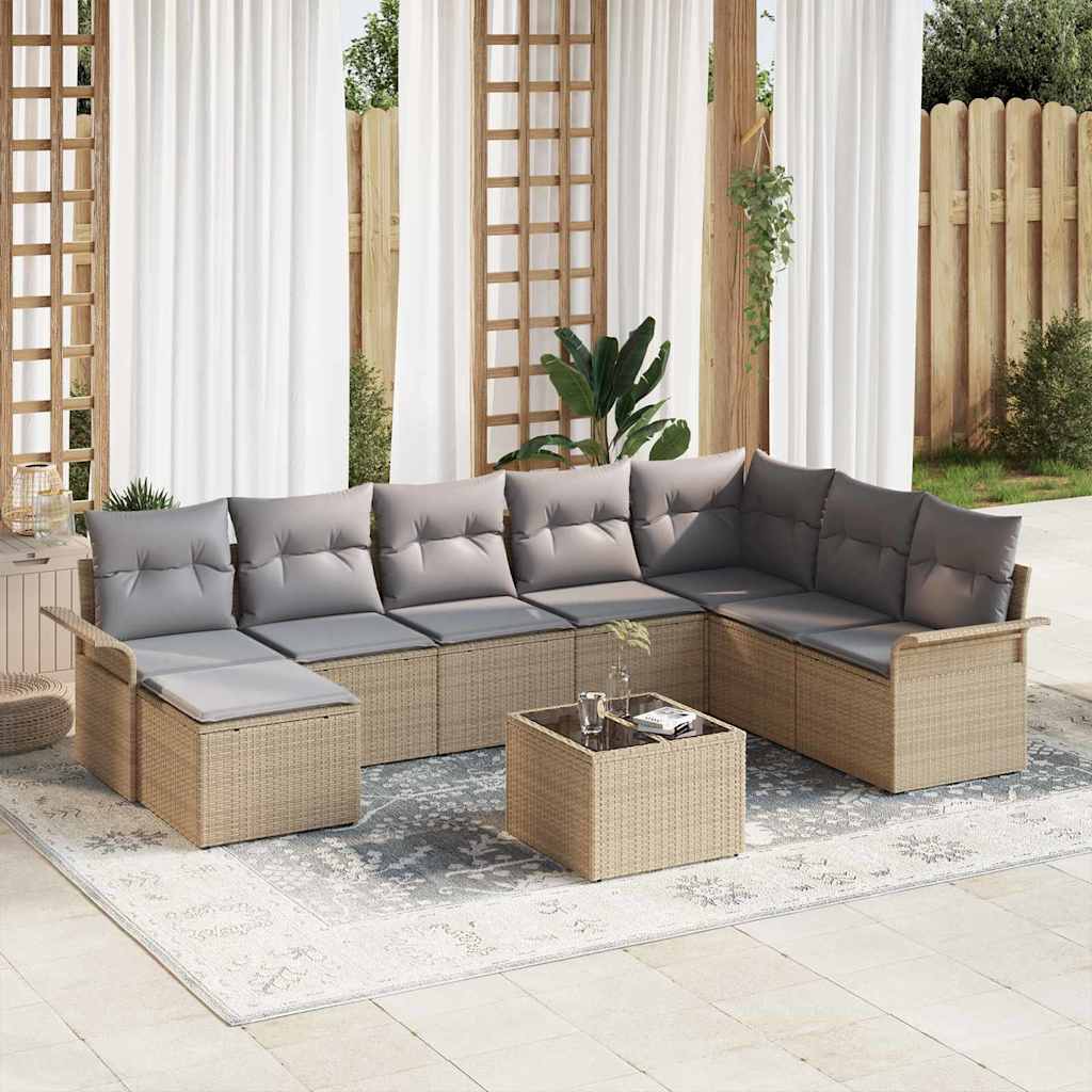 Ensemble De Canapé De Jardin 9 Pc Gris Poly Rotin
