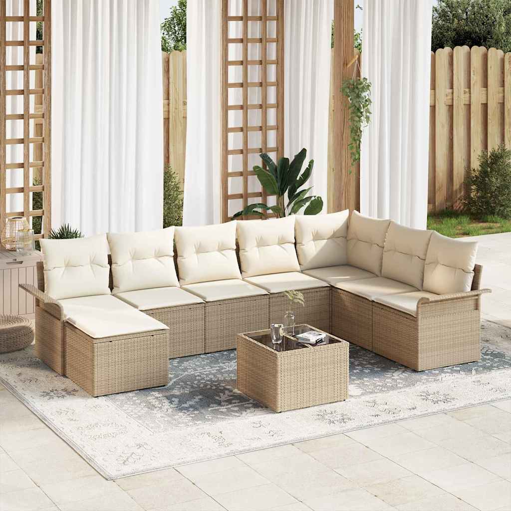 Ensemble De Canapé De Jardin 9 Pc Gris Poly Rotin