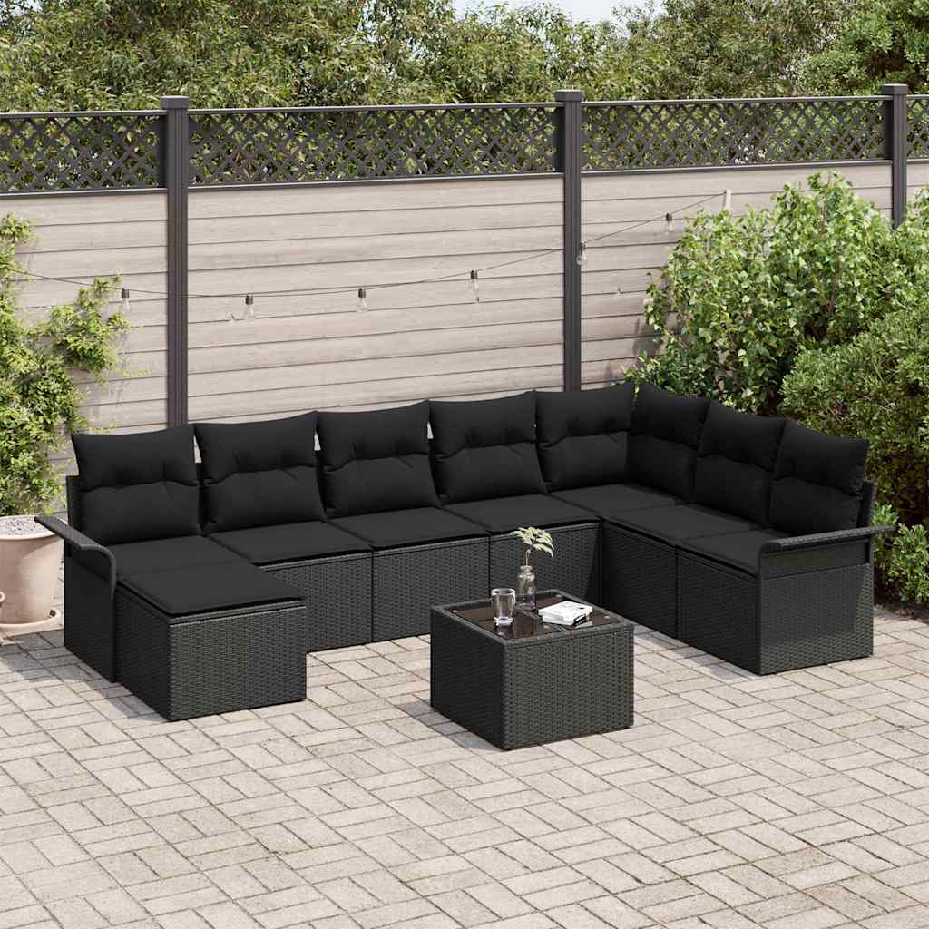 Ensemble De Canapé De Jardin 9 Pc Gris Poly Rotin