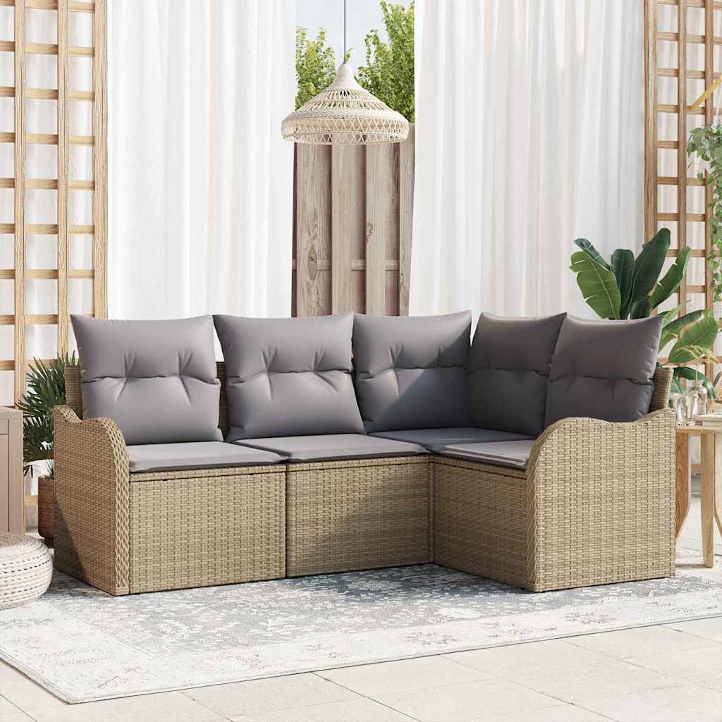 Ensemble De Canapé De Jardin 4 Pc Beige Polyrotin