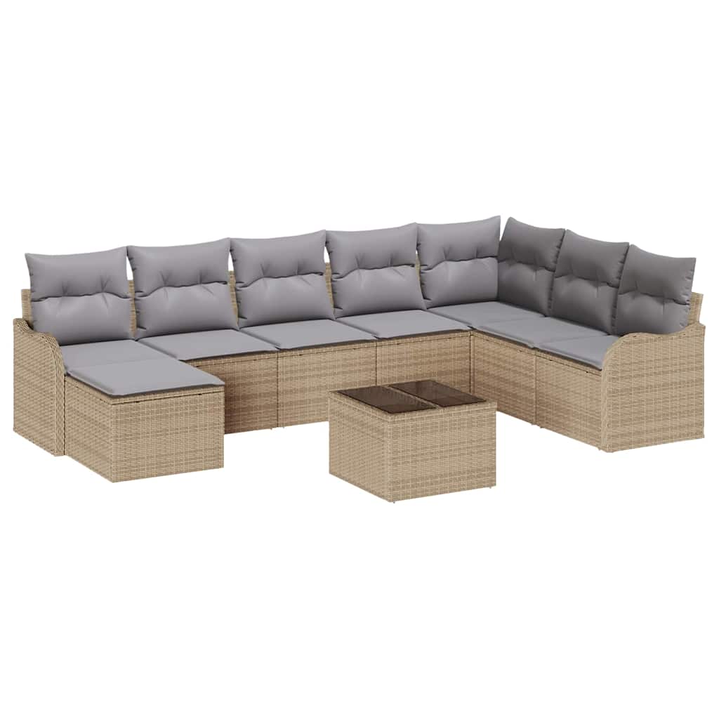 Ensemble De Canapé De Jardin 9 Pc Polyrotin