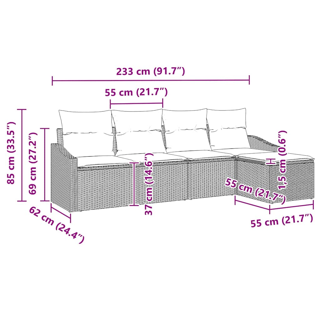 Ensemble De Canapés 5 Pc Beige Et Crème Polyrotin