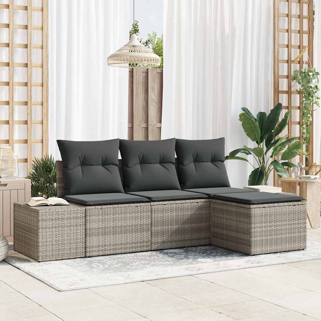 Ensemble De Canapé De Jardin 4 Pc Polyrotin