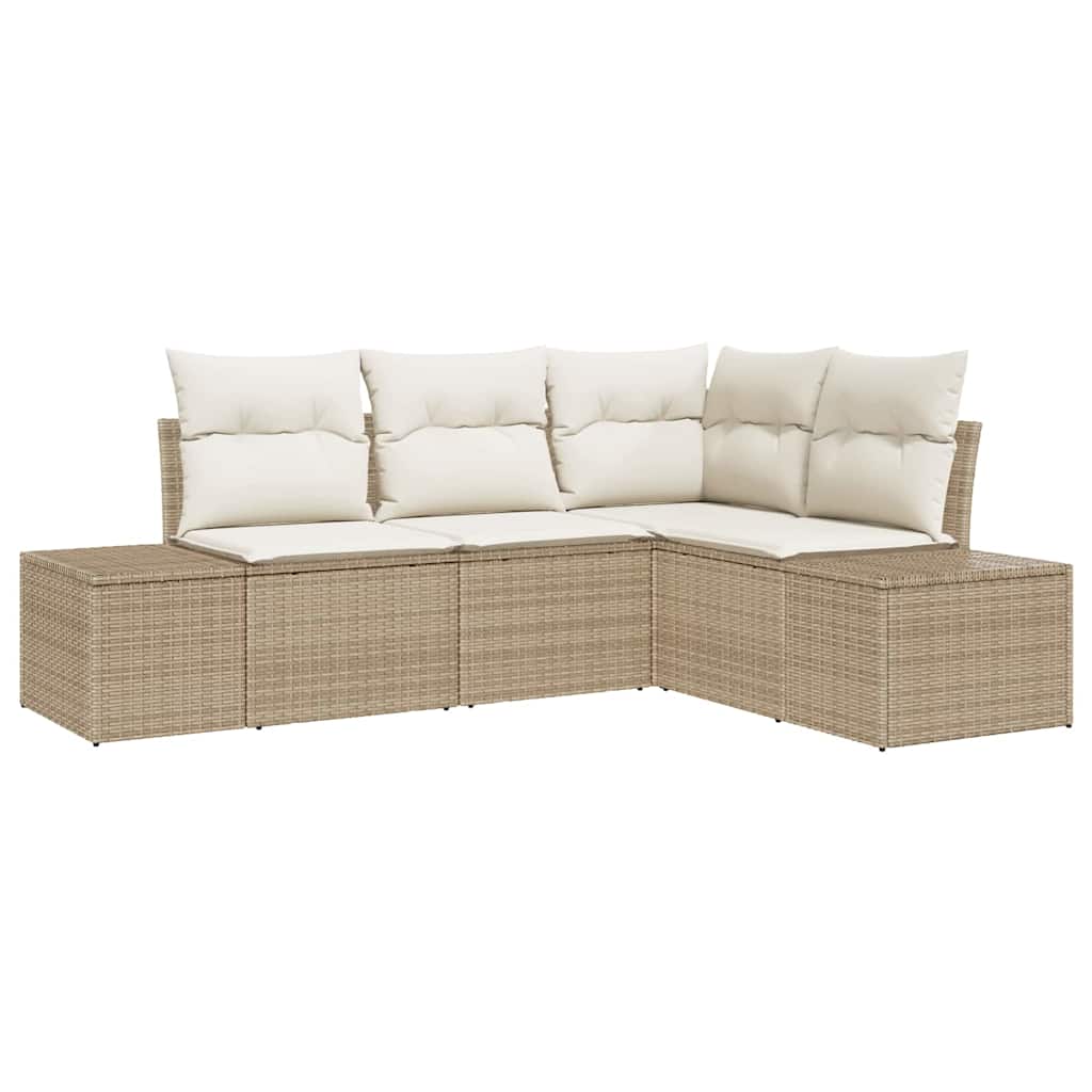 Ensemble De Canapé De Jardin 4 Pc Beige Et Crème Polyrotin