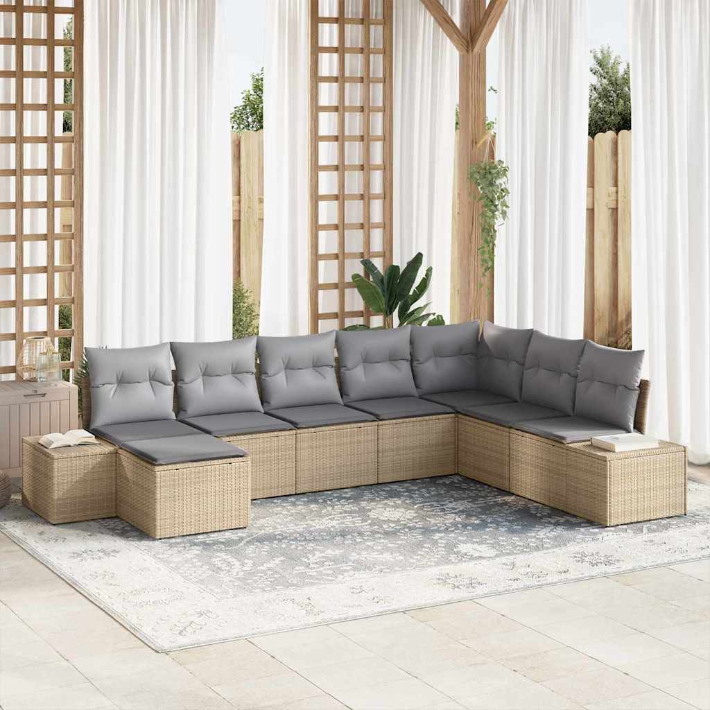 Ensemble De Canapé De Jardin 8 Pc Polyrotin