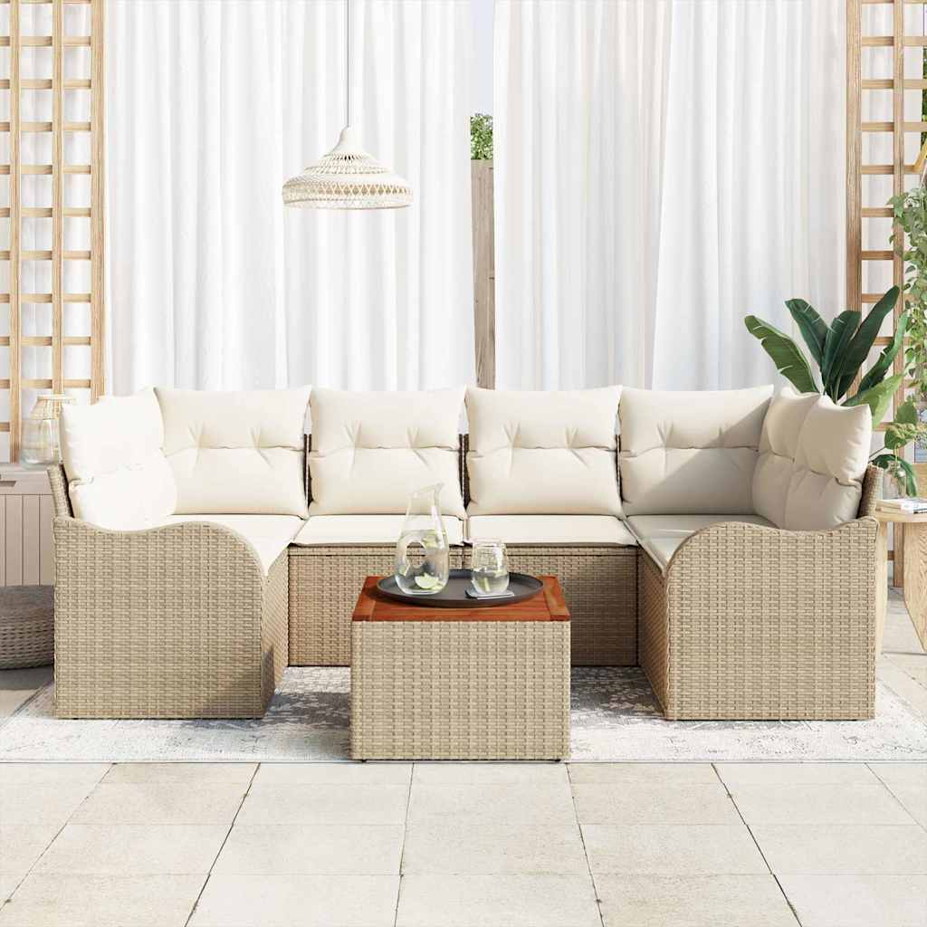 Ensemble De Canapé De Jardin 7 Pc Beige Et Crème Polyrotin