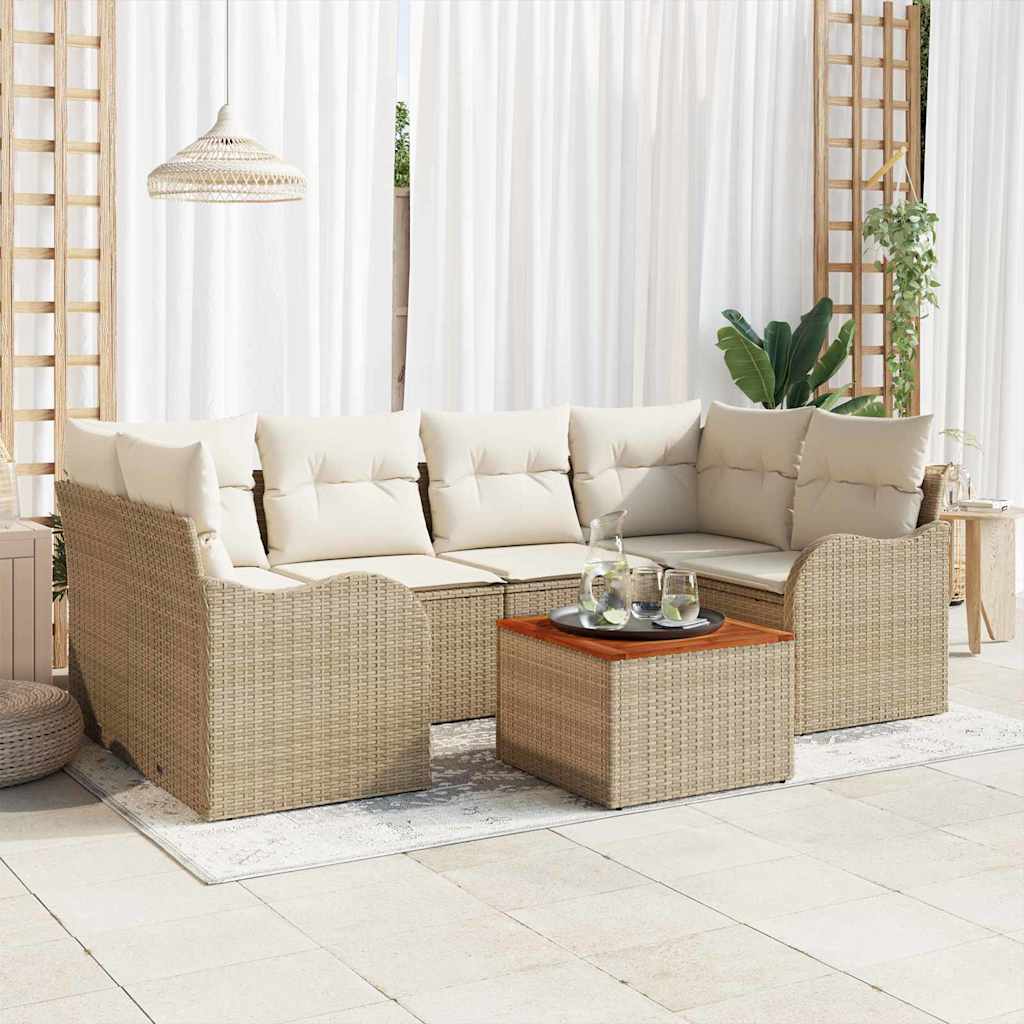 Ensemble De Canapé De Jardin 7 Pc Beige Et Crème Polyrotin