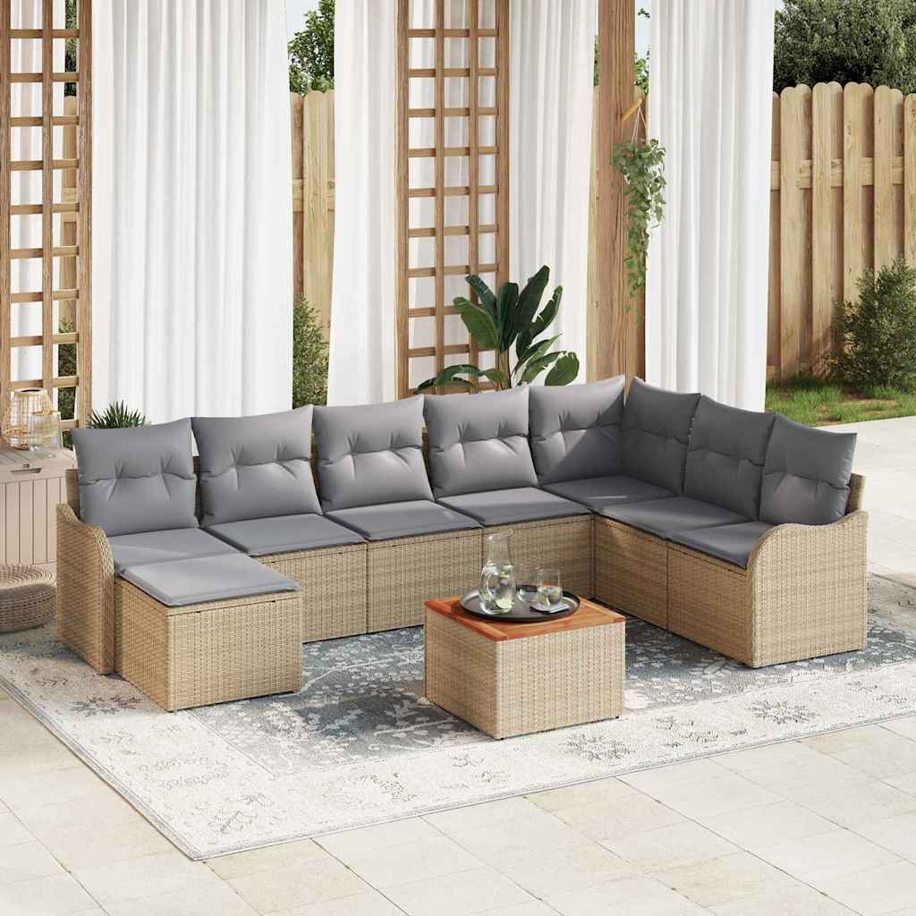 Ensemble De Canapé De Jardin 9 Pc Polyrotin
