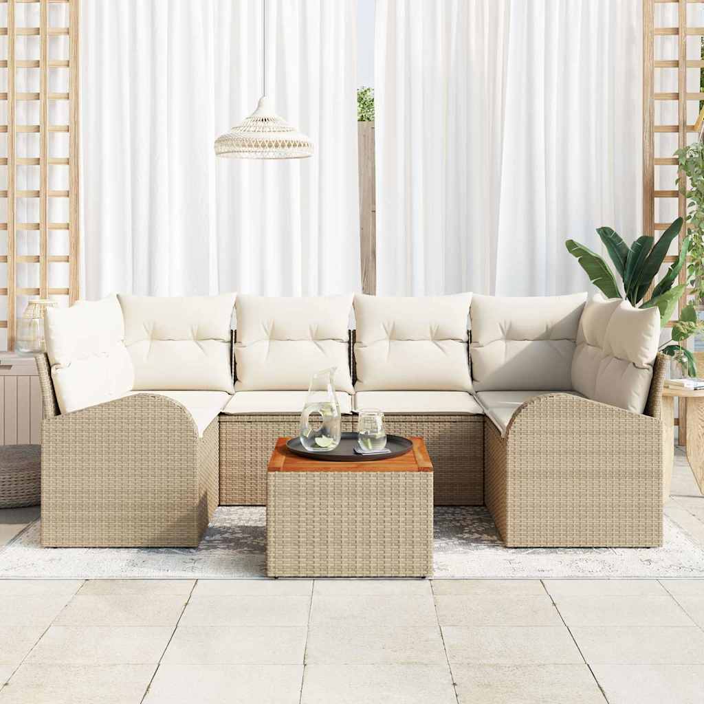 Ensemble De Canapé De Jardin 7 Pc Beige Et Crème Polyrotin
