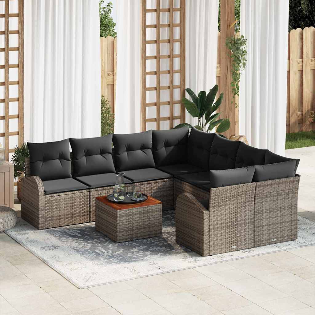 Ensemble De Canapé De Jardin 9 Pc Polyrotin