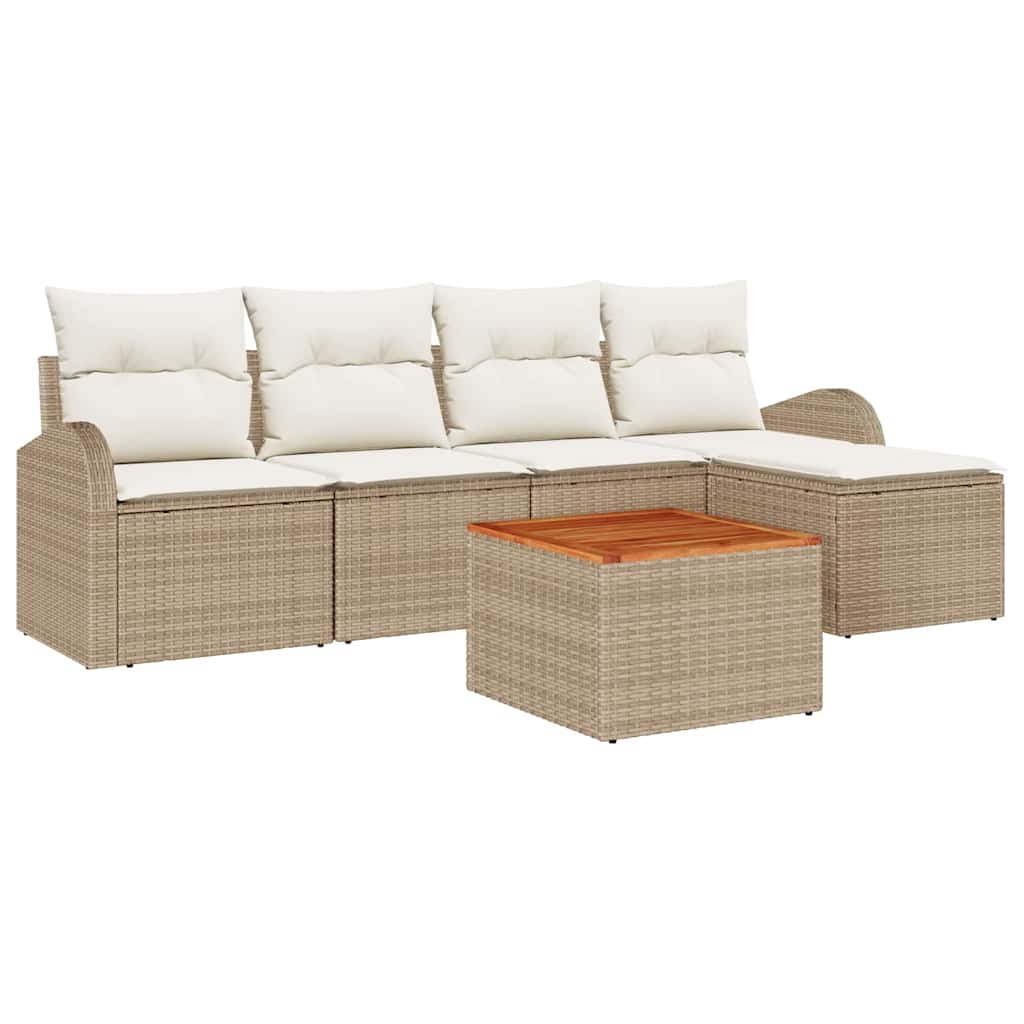 Ensemble De Canapé De Jardin 6 Pc Beige Et Crème Polyrotin