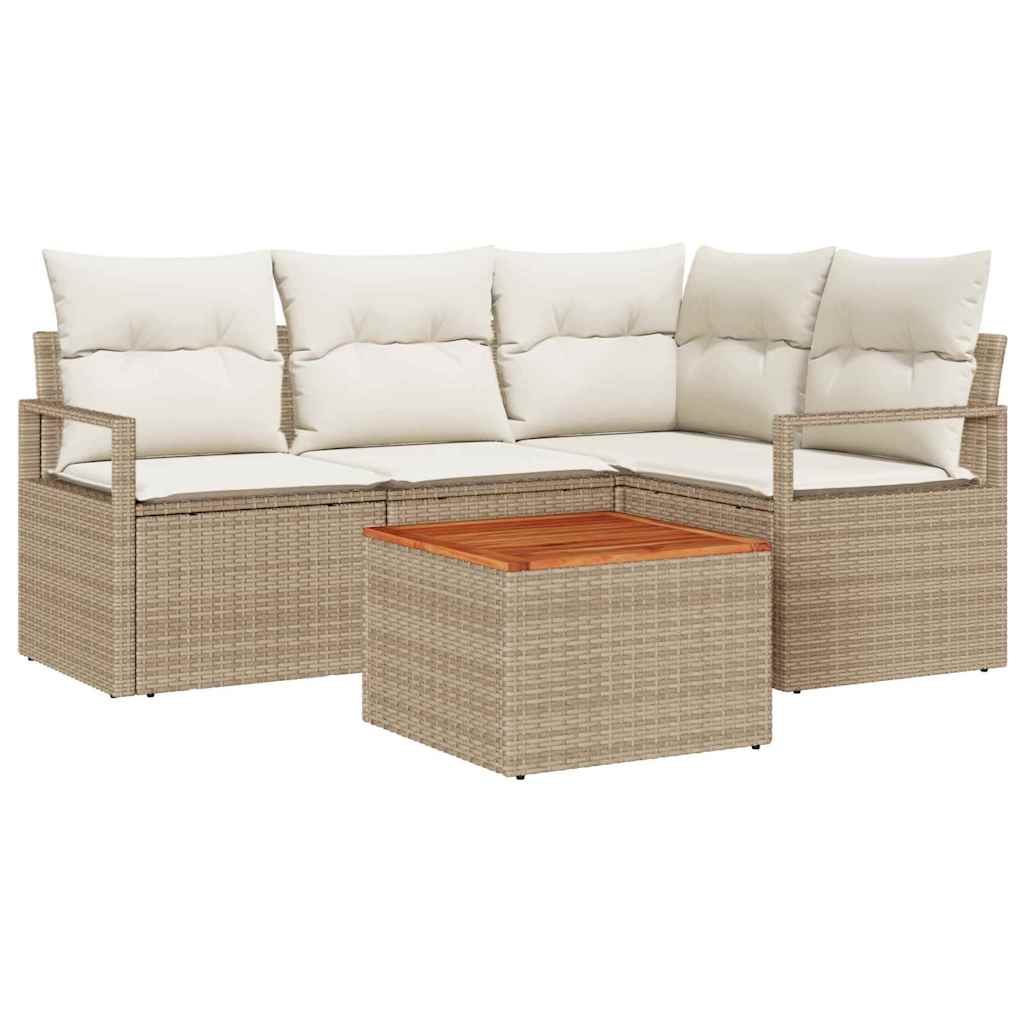Ensemble De Canapé De Jardin 5 Pc Beige Et Crème Polyrotin