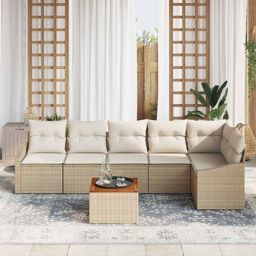 Ensemble De Canapé De Jardin 7 Pc Beige Et Crème Polyrotin