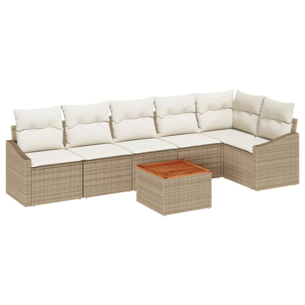 Ensemble De Canapé De Jardin 7 Pc Beige Et Crème Polyrotin