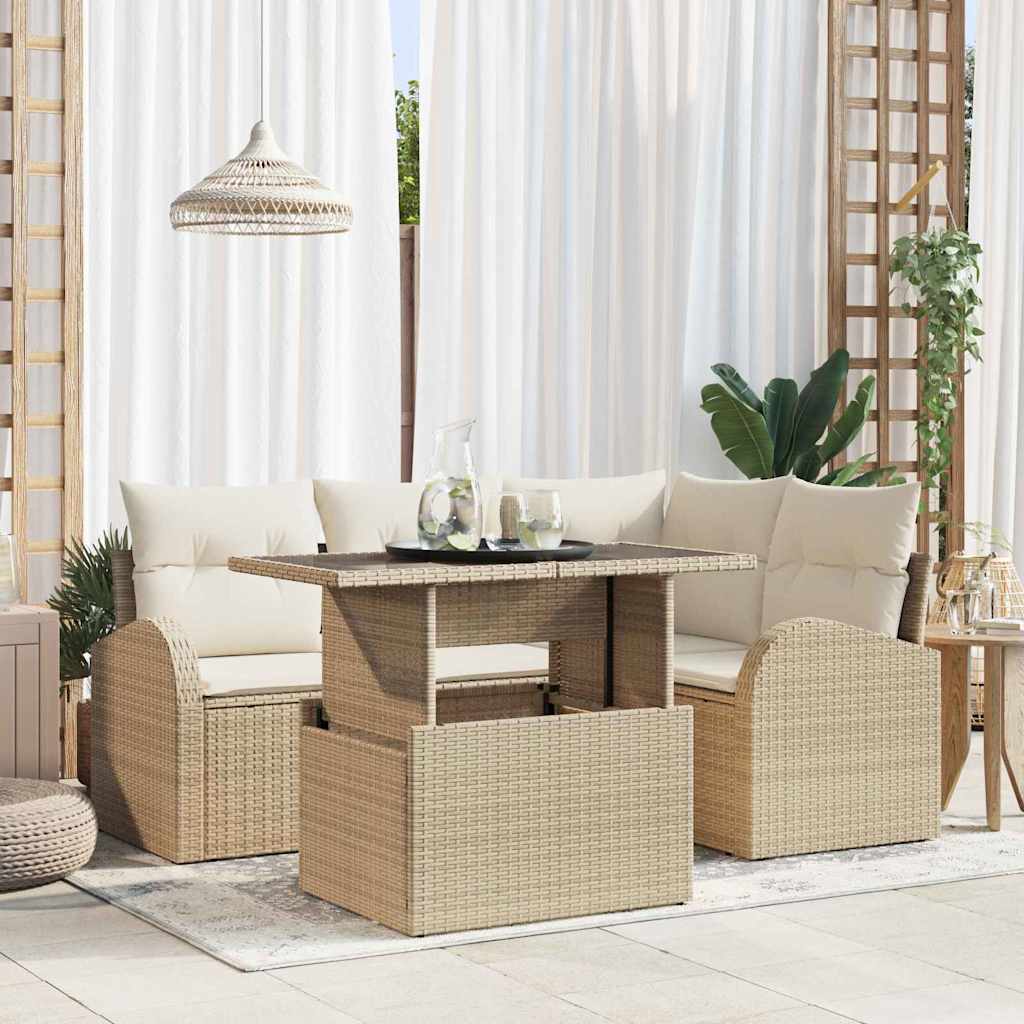 Ensemble De Canapé De Jardin 5 Pc 4-Nombre De Places Beige