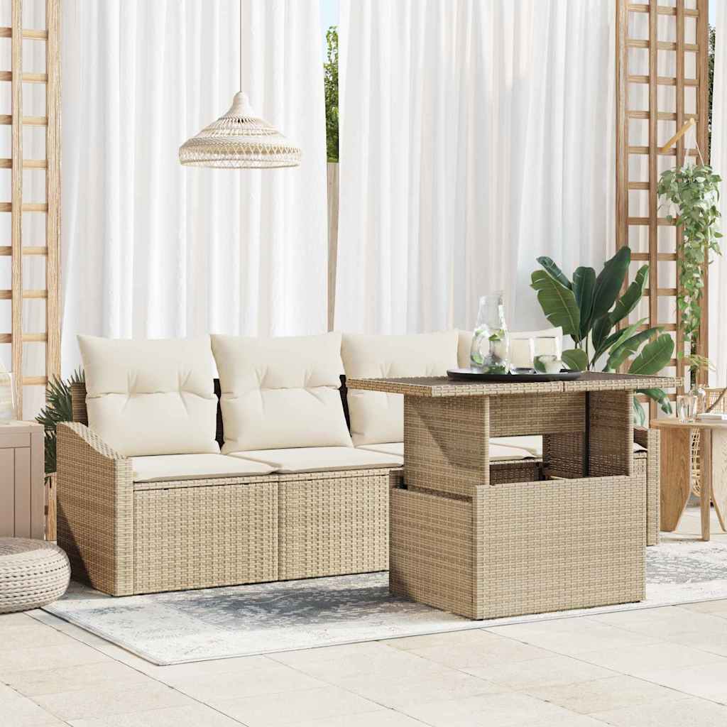 Ensemble De Canapé De Jardin 5 Pc Beige Polyrotin