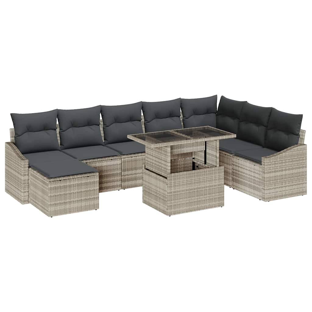 Ensemble De Canapé De Jardin 9 Pc Et Gris Foncé