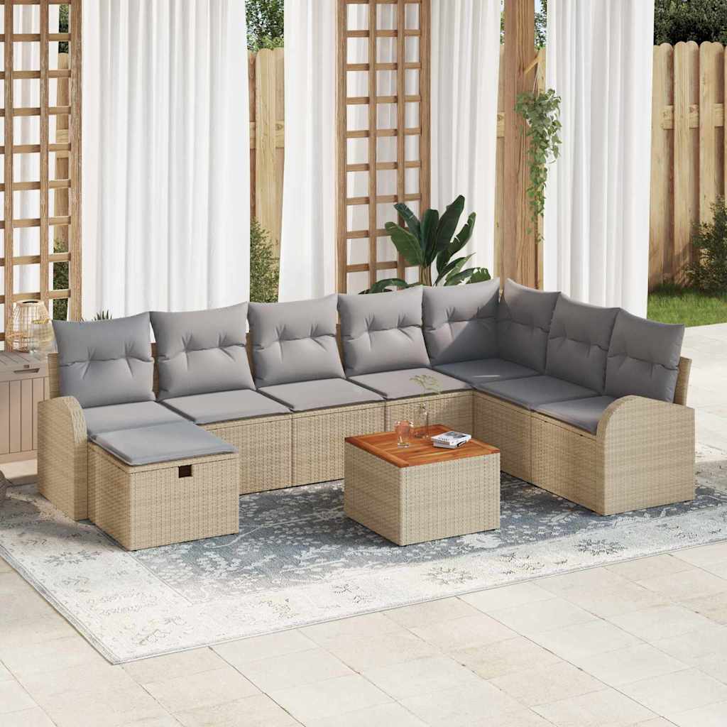 Ensemble De Canapé De Jardin 9 Pc Poly Rotin