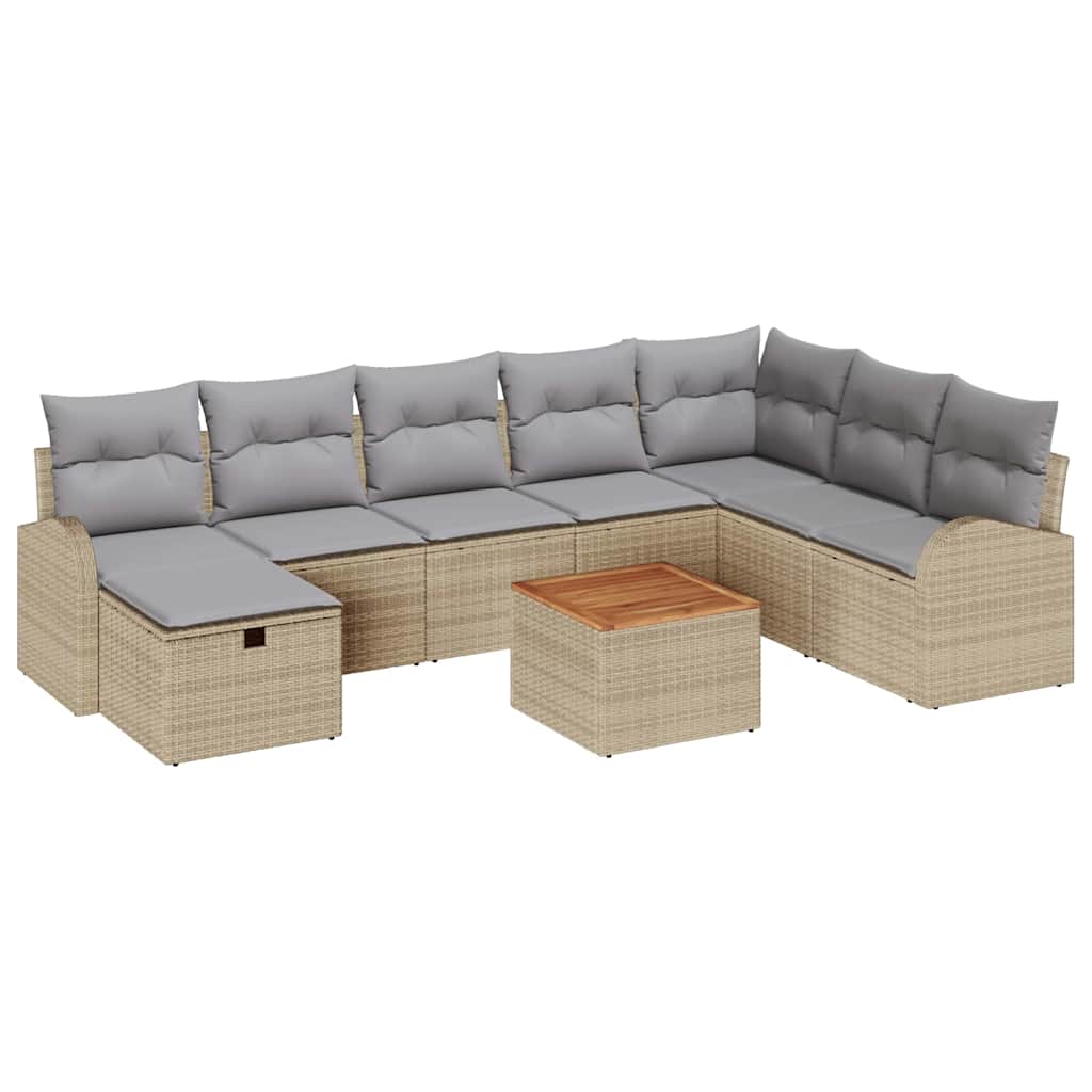 Ensemble De Canapé De Jardin 9 Pc Poly Rotin
