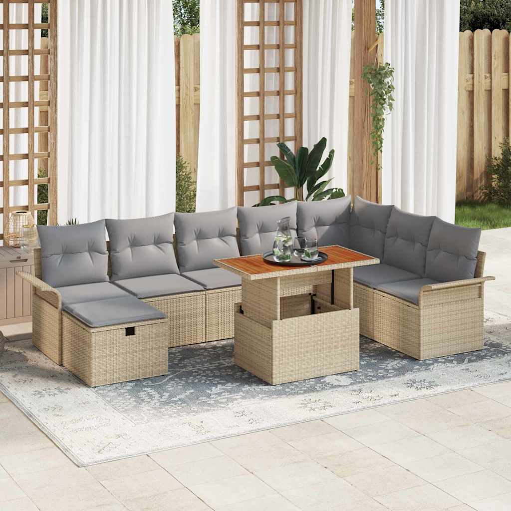 Ensemble De Canapé De Jardin 9 Pc Polyrotin