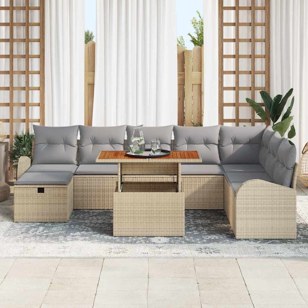 Ensemble De Canapé De Jardin 9 Pc Polyrotin