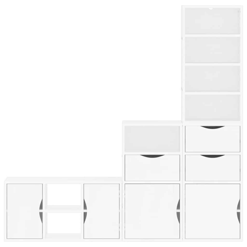Meubles Tv 4 Pcs Avec Rangement Odda Bois De Pin Massif
