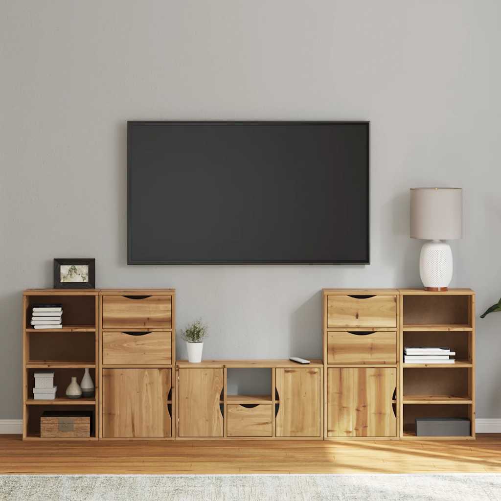 Meubles Tv 4 Pcs Avec Rangement Odda Bois De Pin Massif